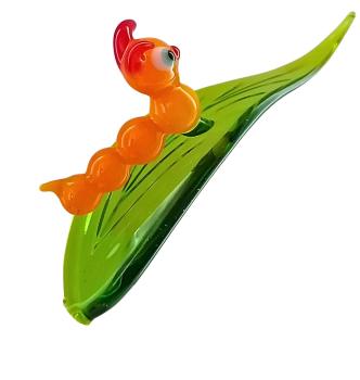 Orchideenstab, Blatt mit Raupe -d gelb- (normale Ausf.)